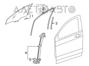 Front right door glass guide Honda CRV 17-22