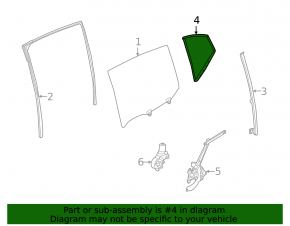 Door glass triangle rear right Nissan Sentra 20-24