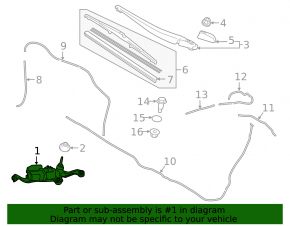 Rear wiper linkage with motor for Toyota Prius 50 16-22