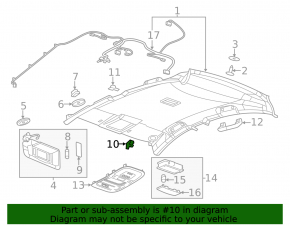 Chevrolet Volt 11-15 Driver's Sun Visor Fastening Hook Light Gray