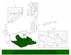 Rear floor covering Lexus UX250h UX300h 19-26 black