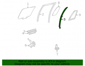 Rear right door glass guide for Toyota Highlander 01-07