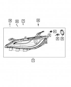 Chrysler 200 15-17 Right Front Headlight Halogen with Mount + LED DRL