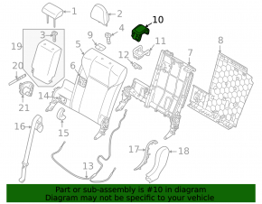 Mitsubishi Outlander 22-25 black 2nd row seat tilt handle, left