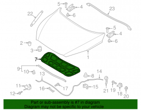 Insulation of the hood of Kia Sorento 16-20