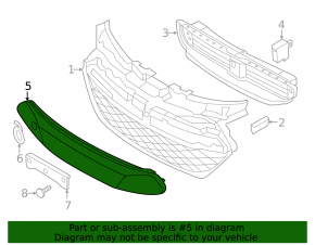 Hyundai Sonata 14-15 hybrid front bumper lower grille trim, structure