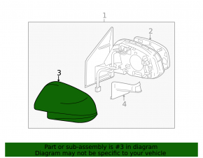 Right side mirror cover for Toyota Rav4 16-18 without turn signal