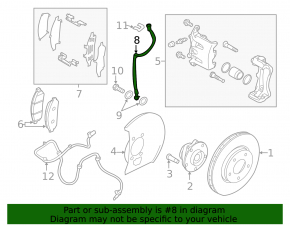 Brake hose front left Nissan Leaf 11-17