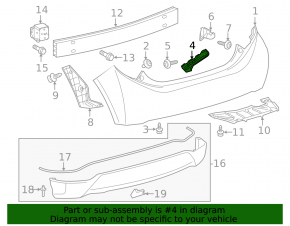 Right rear bumper mount for Toyota Prius C 12-19