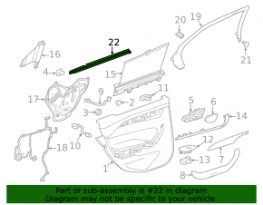 Glass seal inner rear right Cadillac CTS 14-