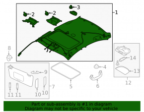 Subaru Legacy 15-17 gray headliner for sunroof
