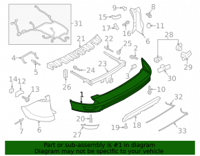 Rear bumper bare Ford Escape MK3 13-16 prerest structure