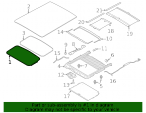 Front sunroof glass Ford Flex 09-19