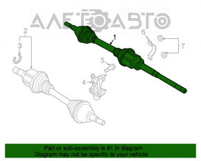 Drive half shaft front right Ford Edge 15-18 2.0T AWD rusty