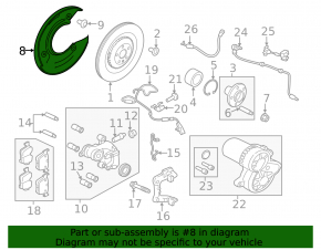 Rear left brake disc cover for Land Rover Range Rover Velar 20-20 (396mm)