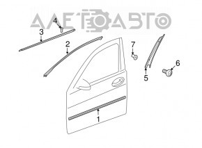Molding door-glass central front left Mercedes W221