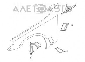 The front left fender liner air duct for BMW 5 G30 17-23 has a broken mount