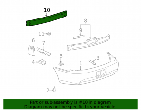 Rear bumper reinforcement for Toyota Solara 04-06