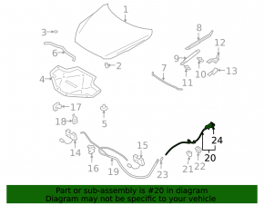 Infiniti QX50 14-17 hood release cable rear