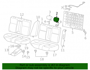 Acura ILX 13-15 right rear headrest, black leather