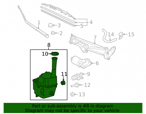 Toyota Sienna 11-20 Windshield Washer Reservoir with Cap and Sensor