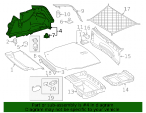 Left arch trim Mercedes C-class W205 300/400/450/43/63 15-21 black, without plug, missing mesh mount