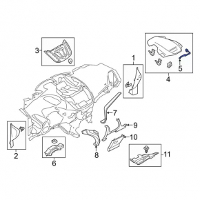 Central left ceiling light for Ford Escape MK3 13-19, gray, for panoramic view