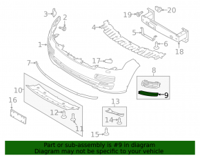 Front bumper grille cover, left, Land Rover Range Rover 2013-2017 pre-restyling, dark gray