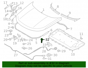Black hood release handle for Land Rover Range Rover Velar 18-23 interior, with bracket