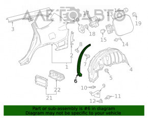 Rear left wing arch trim Toyota Highlander 20- on the body front