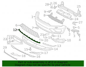 Front bumper center molding for VW Touareg 15-17 R-line