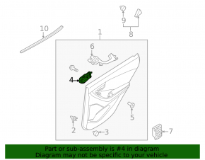 Hyundai Elantra UD 11-16 inner rear left door handle, dark gray