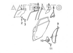 Rear left glass seal Mazda3 MPS 09-13