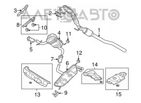Front muffler bracket VW Jetta 11-18 USA without rubbers