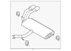 Rear muffler with barrel Hyundai Elantra 21-23 1.6