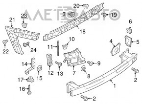 Central rear bumper mount for Audi A6 C7 16-18 restyling, missing fragments at the edges