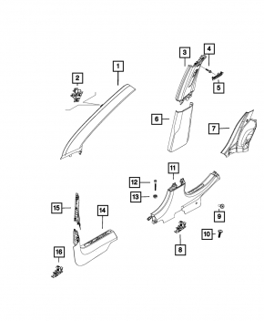 Front pillar trim right Fiat 500X 16-21