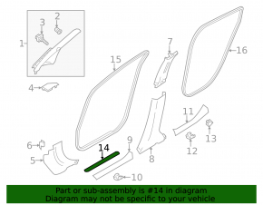 Outer front right threshold trim Nissan Leaf 11-12 black, broken guide