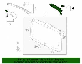 Upper left trunk door trim Honda CRV 15-16 gray, for electric drive