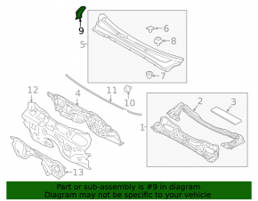Windscreen wiper seal right Subaru Outback 15-19
