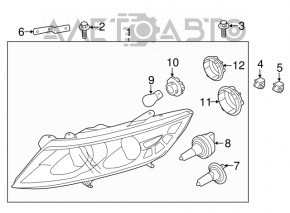 Headlight front left bare Kia Optima 14-15 rest halogen, sand