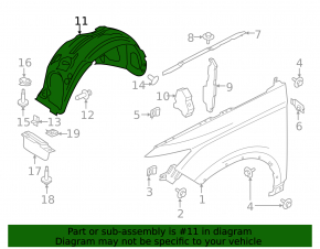 Lincoln MKC 15-15 front left fender liner