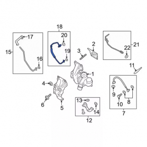Lincoln MKC 17-19 2.0T Turbocharger Cooling Pipe Intake