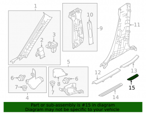 Black rear outer left door sill trim for Mazda 6 14-21