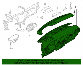 Front dashboard with Airbag for Ford Escape MK4 20-22 with 3 speakers and start-stop button, for projection