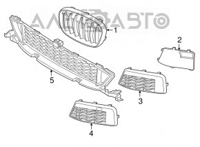 Radiator grill right BMW X1 F48 16-19 M-Sport, Shadow-Line