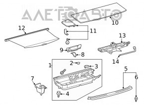 Left trunk lid for Toyota Highlander 20-26, black, scratches