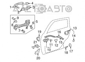 Rear left door handle mechanism for Toyota Prius V 12-17