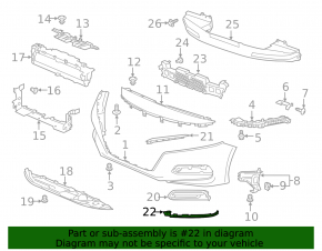 Front bumper molding lower left Honda Accord 18-20 without fog lights