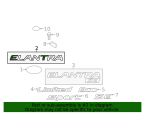 Emblem inscription Elantra trunk lid Hyundai Elantra AD 17-18